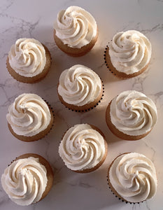 Vegan vanilla cupcakes topped with our signature vanilla buttercream made to order in Trinidad