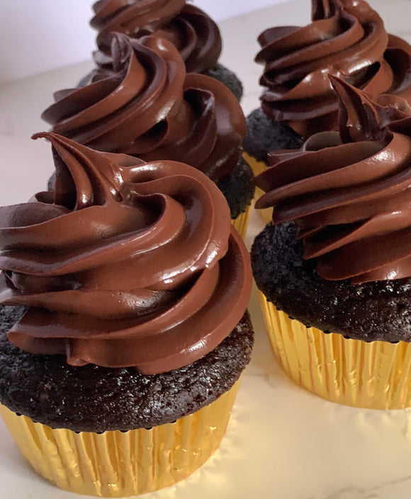 Vegan chocolate cupcakes topped with chocolate ganache made to order in Trinidad
