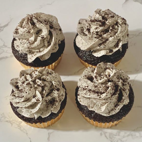 Vegan chocolate cupcakes topped with Oreo buttercream and sprinkled with crushed Oreo cookies made to order in Trinidad